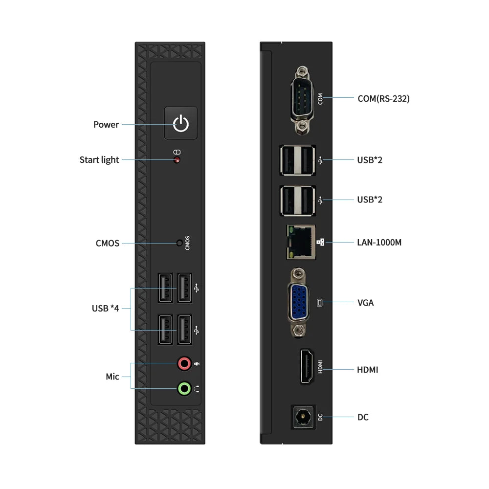 TexHoo Mini PC Computer Intel Core i7 i5 Processador ITX Windows 10 Pro Thin