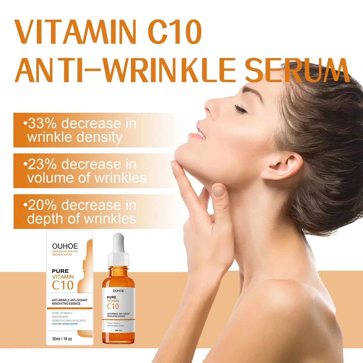 Vitamin C Wrinkle Remover Face Serum Lifting Firming Fade Fine Lines Anti-aging Essence Whitening Brighten Nourish Skin Care