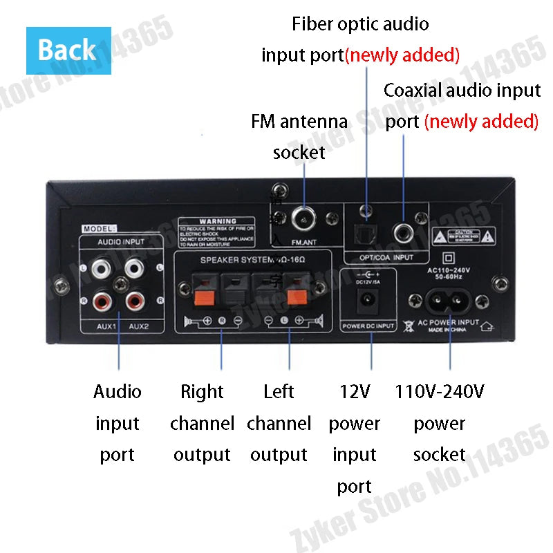 AK55/AK45/AK35 Bluetooth Digital Amplifiers 2 Channel HiFi Stereo Sound amplifier for Home Car Karaoke FM USB AMP Remote Control
