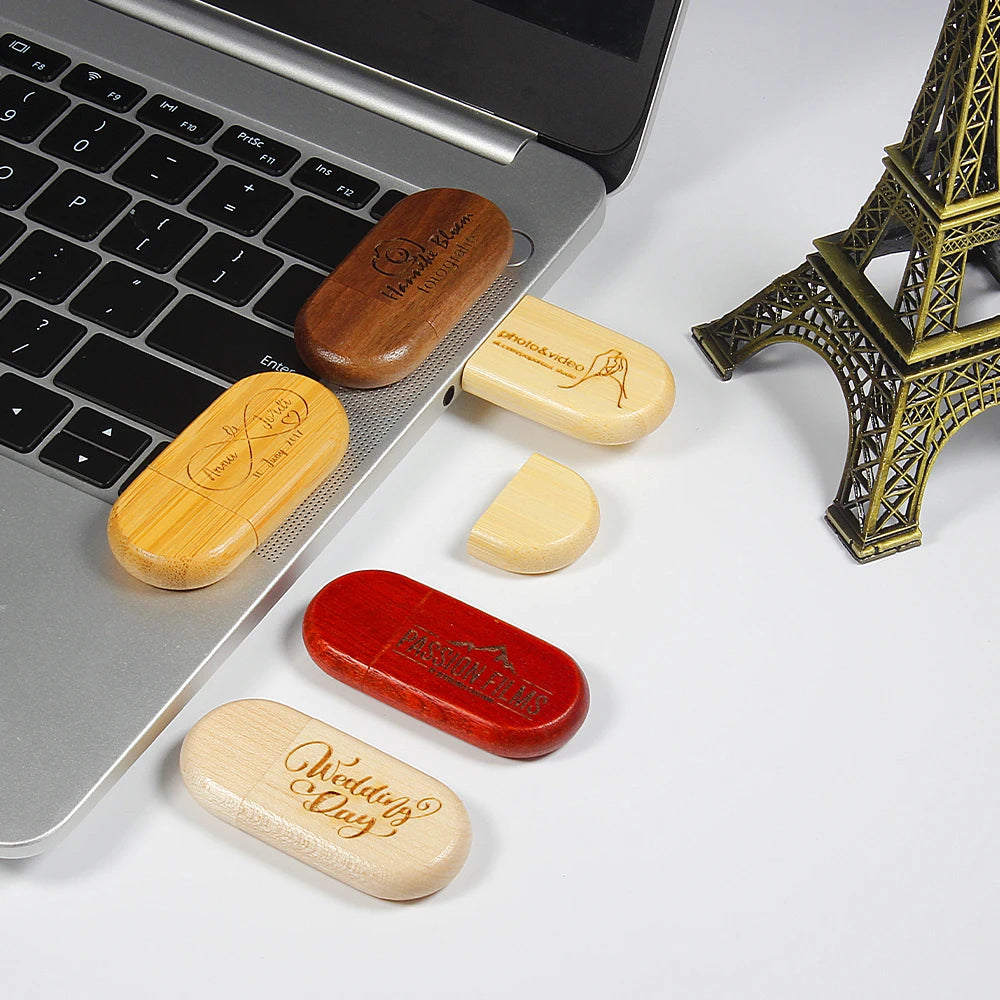 JASTER USB 2.0 Flash Drive 64GB Pen drive Wooden Box Free Personal LOGO Memory