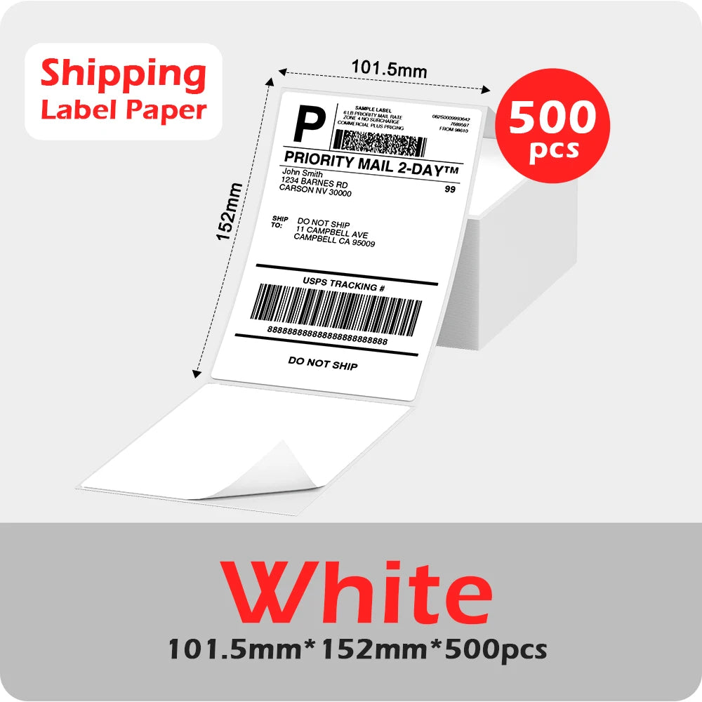 Phomemo 4x6 Thermal Label Printer Paper 100x150mm Fan-Fold Labels Shipping Supplies for Shipping Packages Use 241BT 246S Printer