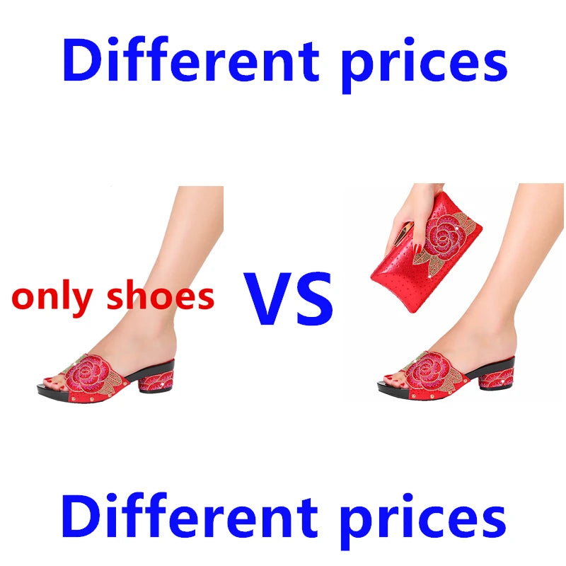 Wedding Shoe Bag Set Women Diamond Crystal Slippers Summer Italian Design for Birthday Party Wedding Free Shipping Wholesale