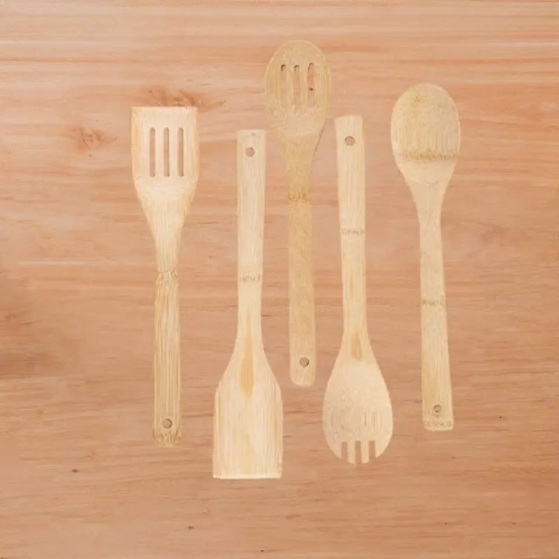 5pcs Set Of Bamboo Shovel Spoon Kitchen Utensils