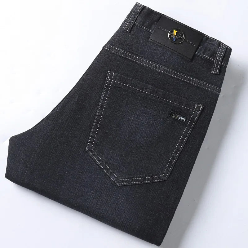 Men's Solid Spring Autumn Distressed Pockets Zipper Button Casual Workwear Jeans