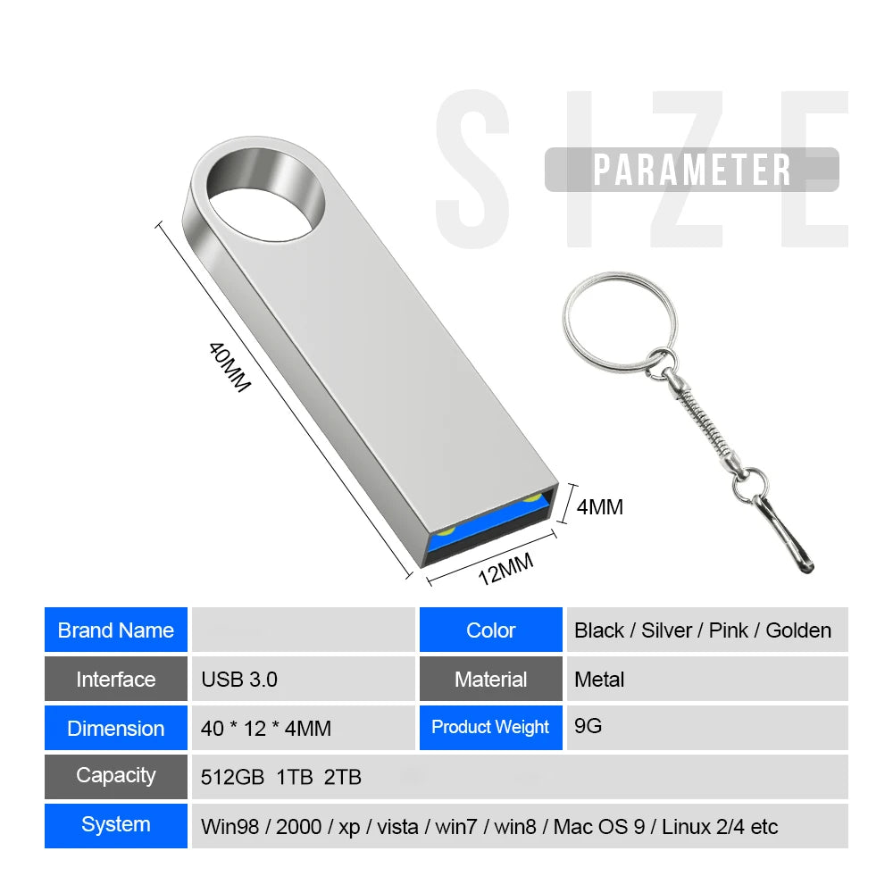 Super Usb 3.0 2TB Metal Pen Drive 1TB Cle Usb Flash Drives 512G