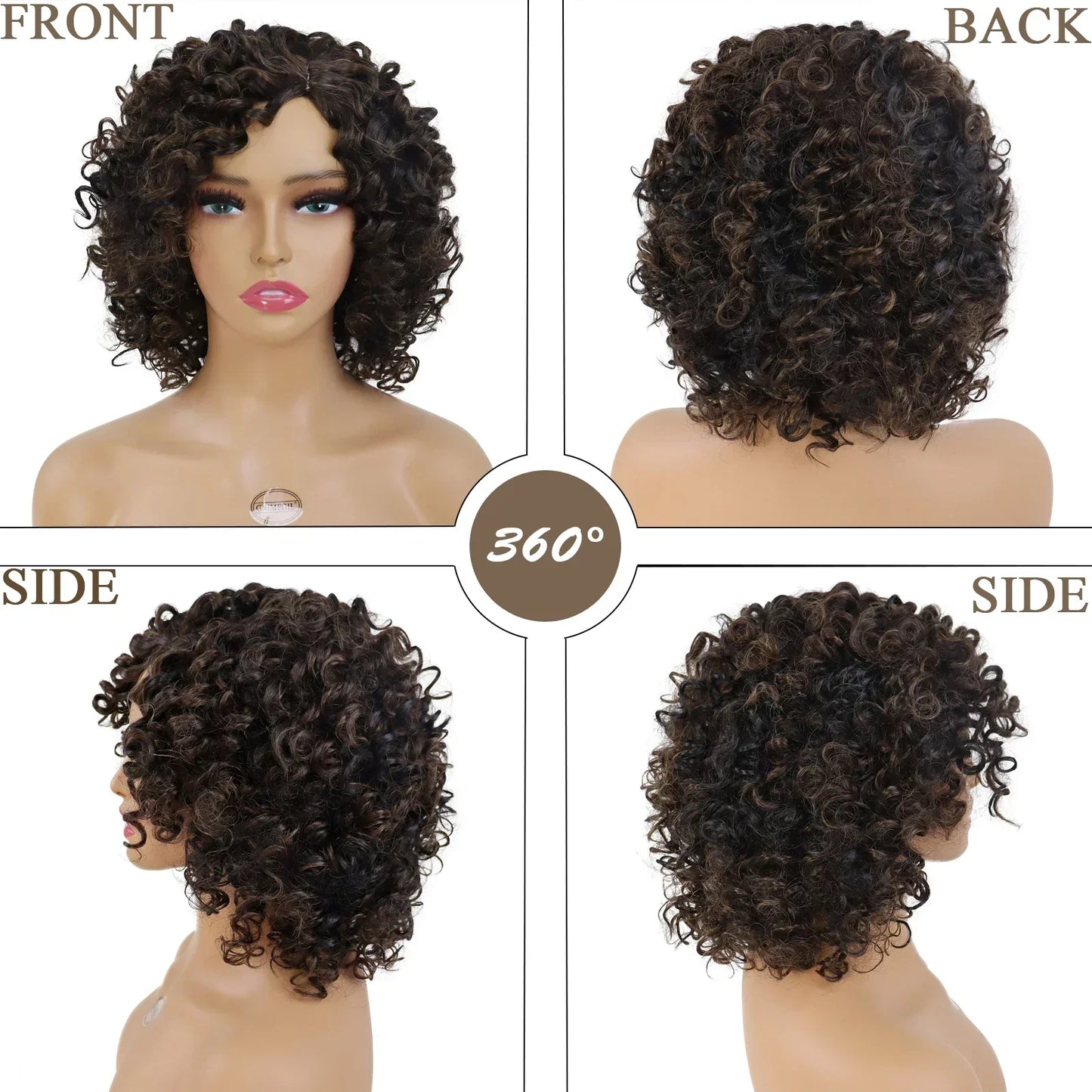 GNIMEGIL Synthetic Curly Wigs for Women Short Afro Wig Natural