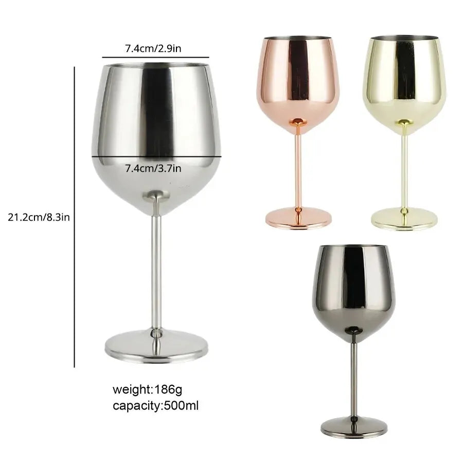 Stainless Steel Wine Glasses Unbreakable Metal Cocktail Glasses , 500 Ml, for Drinking Cocktails and Wine at Bar and Home