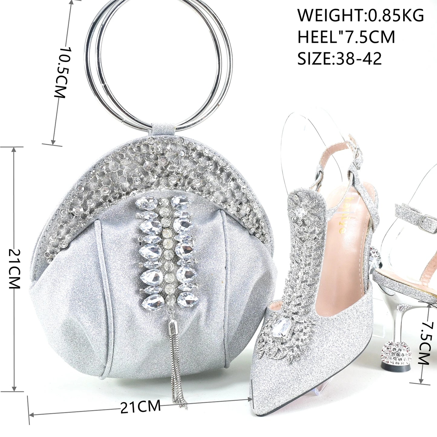 Doershow beautiful Italian Shoes And Bag Sets For Evening Party With Stones Italian Leather Handbags Match Bags! HRT1-33