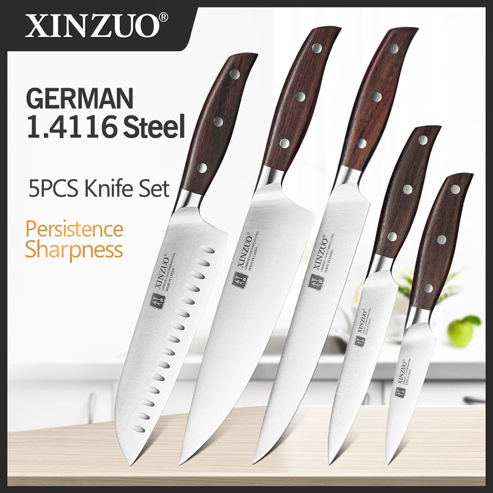 Utility Cleaver Chef Knife Germany 1.4116 Stainless Steel 1PCS 5PCS Kitchen Knife Sets