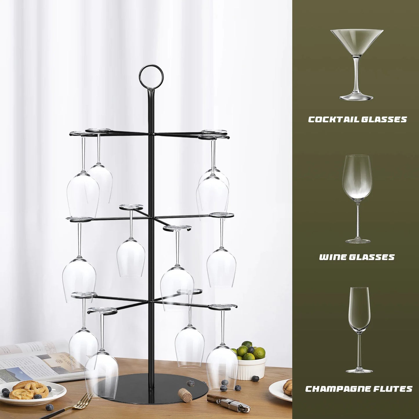 Wine Glass Holder Upside Down Tall Glass Holder Kitchen Glass Storage Rack Display Rack