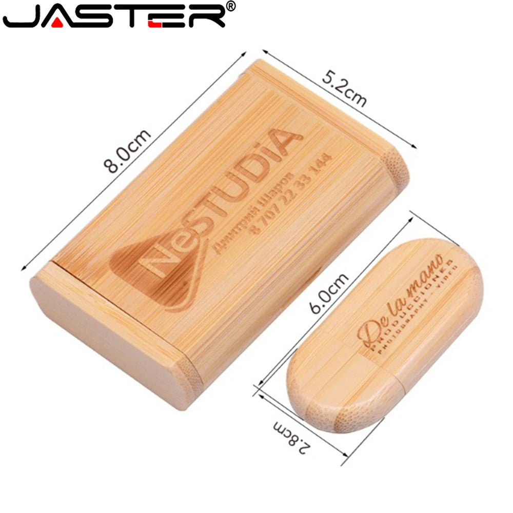 JASTER USB 2.0 Flash Drive 64GB Pen drive Wooden Box Free Personal LOGO Memory