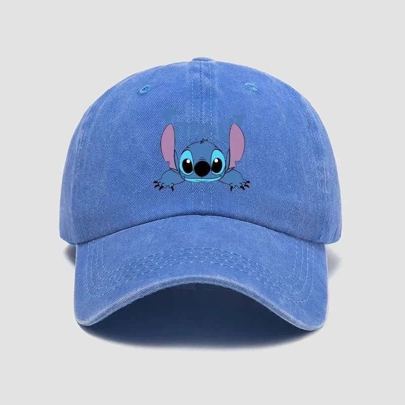 Disney Stitch Casual Hat Kawaii Anime Figures Baseball Caps Breathable Snapback Sun Hats Adjustable Peaked Cap Unisex Kids Gifts