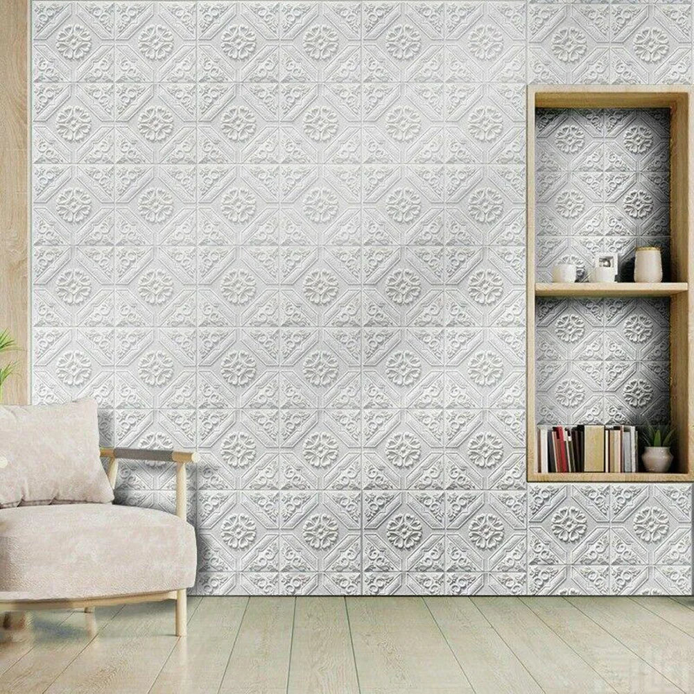 35*35cm 3D Tile Brick Wall Sticker DIY Self Adhesive Waterproof Foam Panel Tv Background Wallpaper Roof Ceiling Room Stickers