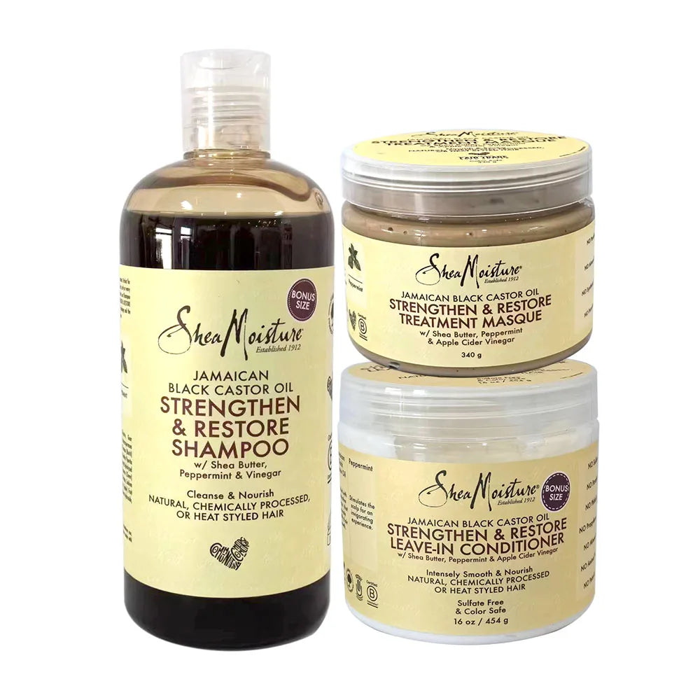 Shea Moisture Shampoo Conditioner and MASQUE Set Jamaican Black Castor Oil Strengthen & Restore Hair Products