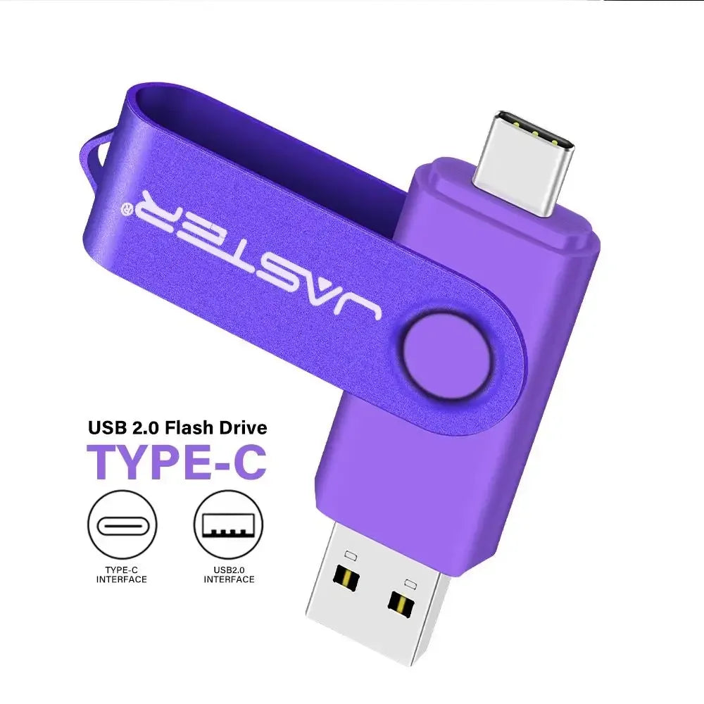 TYPE-C USB Stick Purple USB Flash Drive 64GB OTG Key Chain Pen Drive High Speed Pendrive for Mobile Phone 32GB