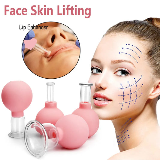 Rubber Face Massager Vacuum Cupping Face Skin Lifting Facial Cups Anti Cellulite Cup Anti-Wrinkle Cupping Therapy Facial Tool