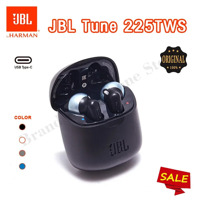 Original JBL Tune 225 TWS True Wireless Bluetooth  Stereo Earbuds Bass Sound  with Mic