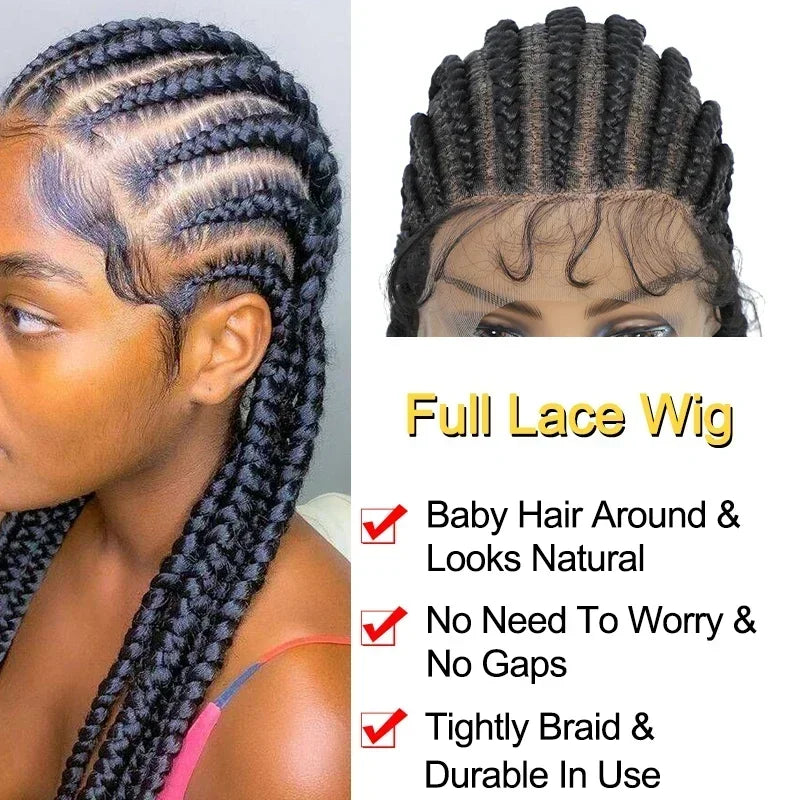 36inch Full Lace Box Braid Wig with Baby Hairs for Women