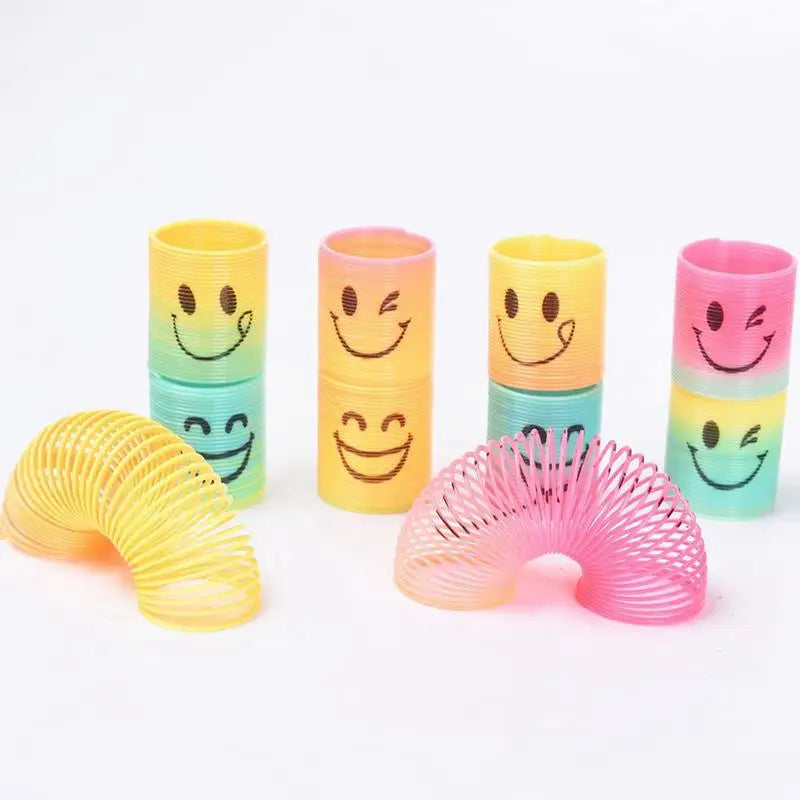 12PCS Rainbow Magic Springs Circle Toys Children Birthday Party Favors Giveaway Gifts Souvenir Kindergarten Guest Pinata Fillers