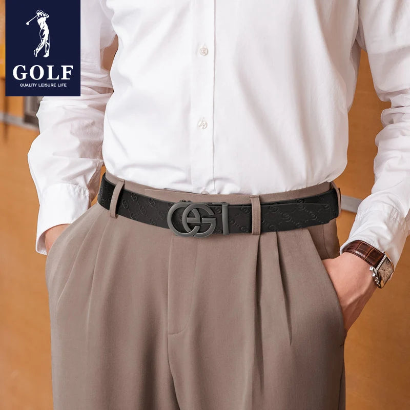 GOLF Men's Belt Leather Automatic Buckle 2023 New Business Belt Youth Casual Top Layer Cowhide Pant Belt