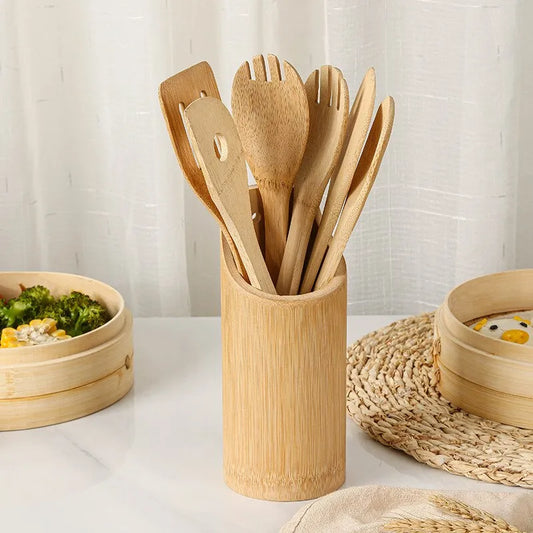 5pcs Set Of Bamboo Shovel Spoon Kitchen Utensils