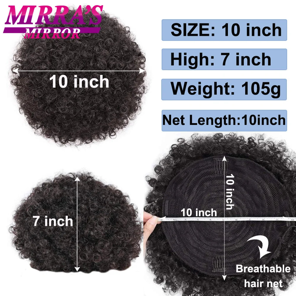 Large Afro Synthetic Puff Drawstring Ponytail 10 Inch Short Kinky Curly Hair Ponytail Hair Extensions with 2 Clips