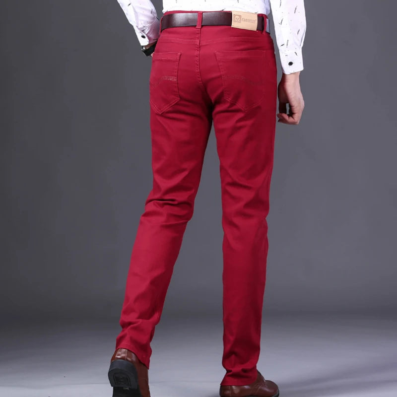 Men's Slim Jeans Classic Style Straight Elasticity Cotton Denim Pants