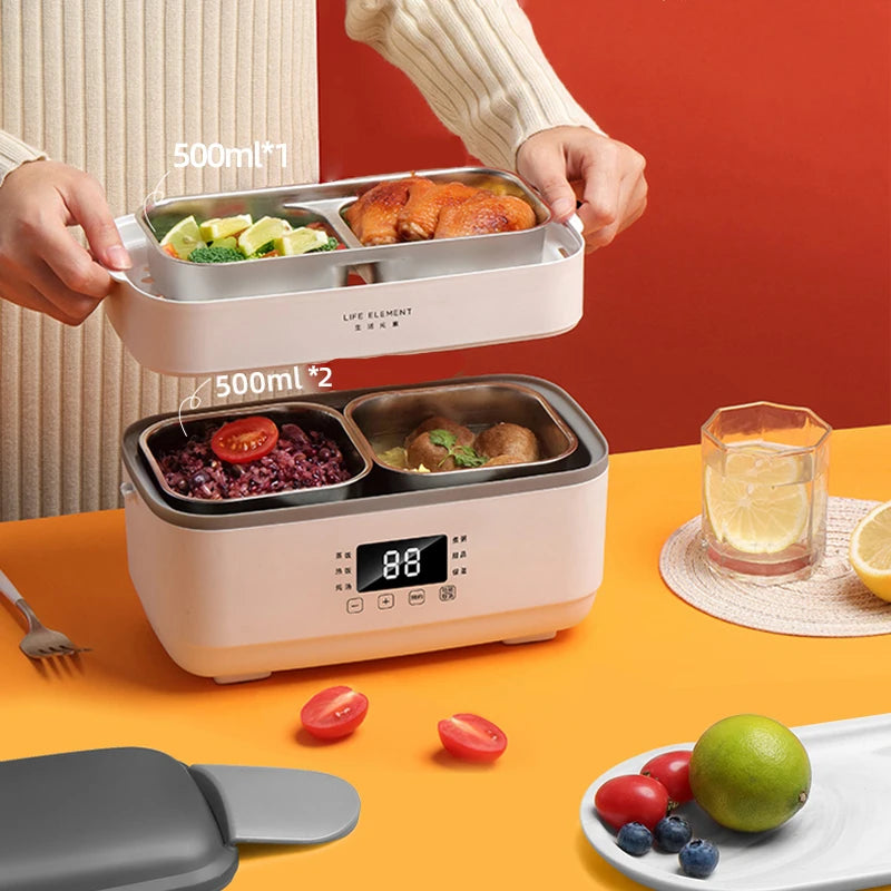1.5L Electric Lunch Box Multifunctional Rice Cooker Double Stainless Steel Liner Insulation Portable Steam Heat Lunch Box 220V