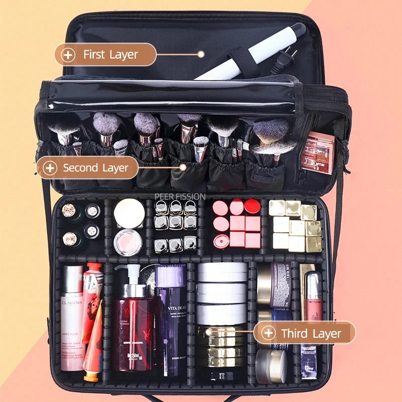New Oxford Cloth Makeup Bag Large Capacity With Compartments For Women Travel Cosmetic Case