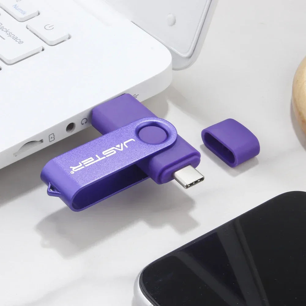 TYPE-C USB Stick Purple USB Flash Drive 64GB OTG Key Chain Pen Drive High Speed Pendrive for Mobile Phone 32GB