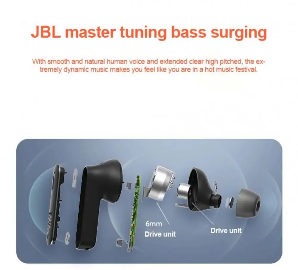 Original JBL Tune 230nc TWS Wireless Bluetooth Headset Stereo Bass Waterproof