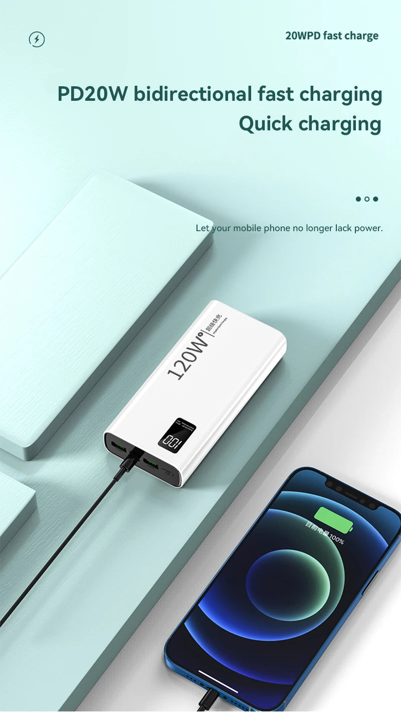 Xiaomi Mijia 120W High Capacity Power Bank 30000mAh Fast Charging Powerbank Portable Battery Charger For iPhone Samsung Huawei