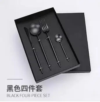 Gift Box Luxury Copper stainless steel cutlery set rose gold flatware spoon and fork knifes 18/8 Chopsticks Set Dropshipping