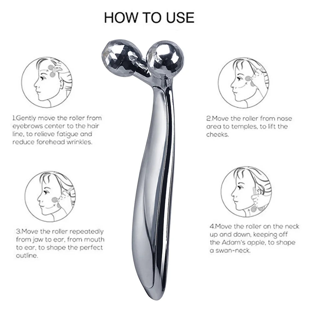360 Rotate Silver Thin Face Full Body Shape Massager Lifting Wrinkle Remover 3D Roller Massager Facial Massage Relaxation Tool