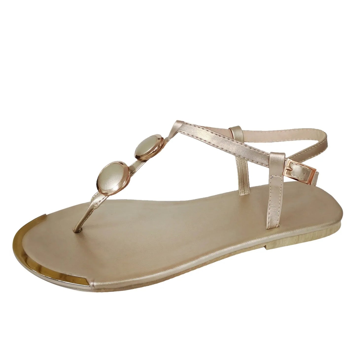 Gold Chain Sandals Buckle Flip Flops Flat With Casual Roman 2024 Summer Open Toe sandals Small Heel Daily Sandalies for Women