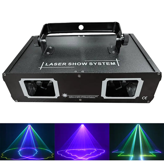 Disco Laser Dual Lens rgb Beam Line Scanner Projector dmx 512 Apply To dj Party Wedding Bar Stage Light