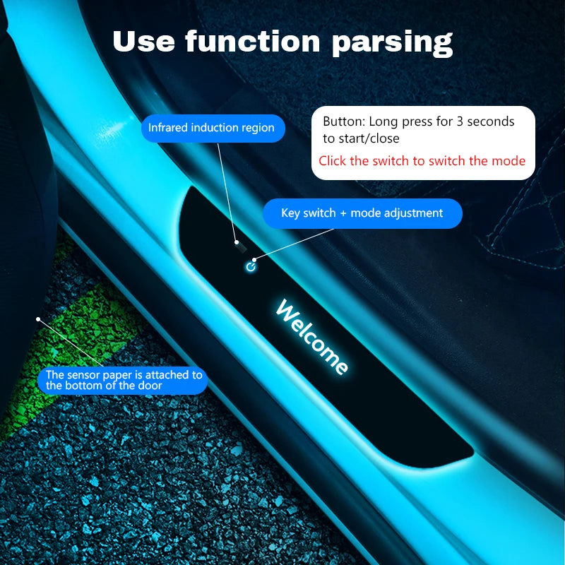 NEW Customized Car door illuminated sill Light Logo Projector Lamp Power Moving LED Welcome Pedal Car Scuff Plate Pedal Symphony