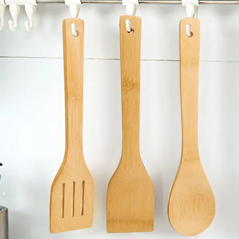 5pcs Set Of Bamboo Shovel Spoon Kitchen Utensils