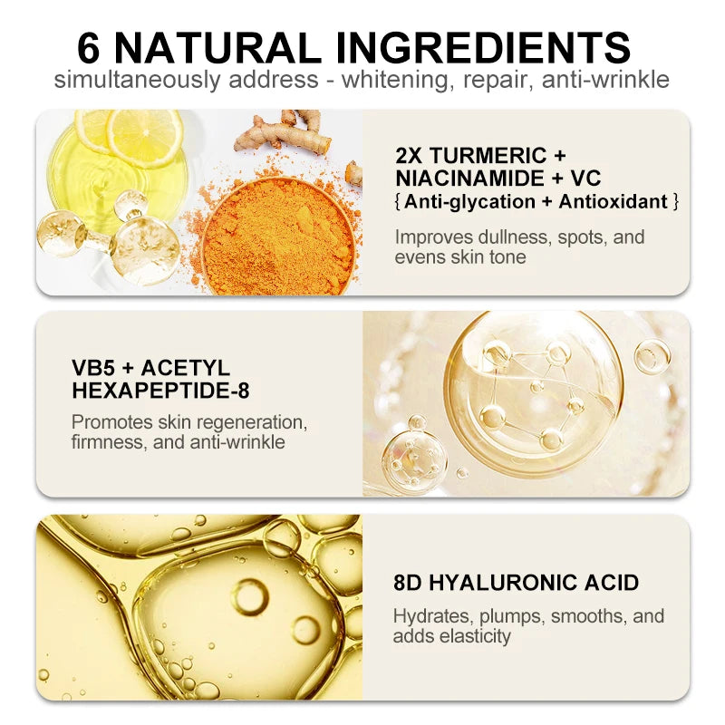 AUQUEST Vitamin C Dark Spot Remover Serum Hyaluronic Acid Whitening Face Serum Turmeric Collagen Facial Skin Care Beauty