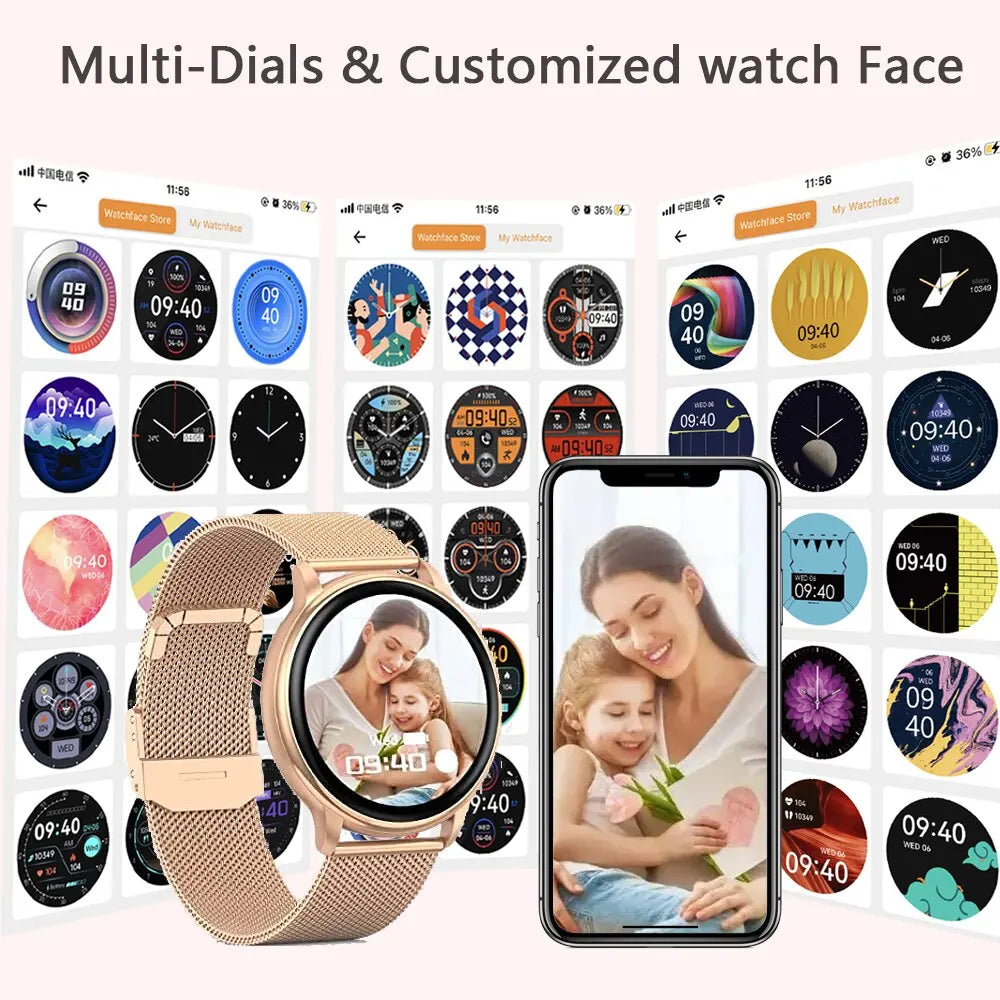 Bluetooth Call Smart Watch Women Custom Dial Steel Watches Men Sports Fitness Tracker Heart Rate Smartwatch For Android IOS G35