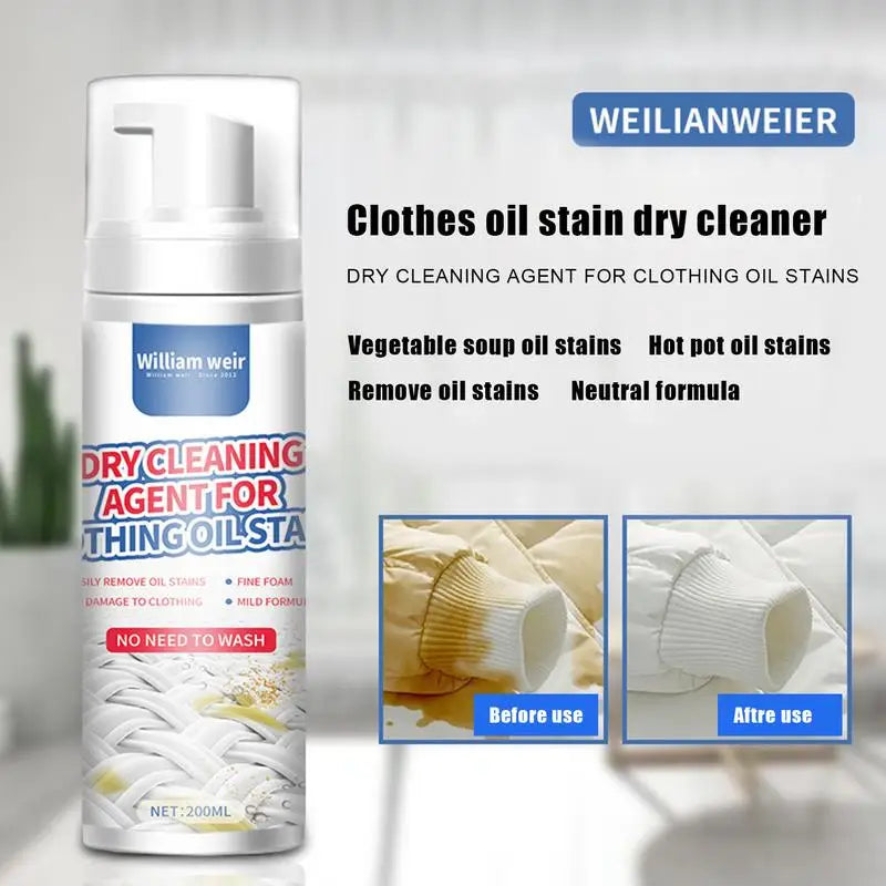 200ml Dry Cleaner For Clothing Oil Stains Dry Care Stain Remover Dry Cleaning Agent Erase Spray For Stains Removal On Clothes