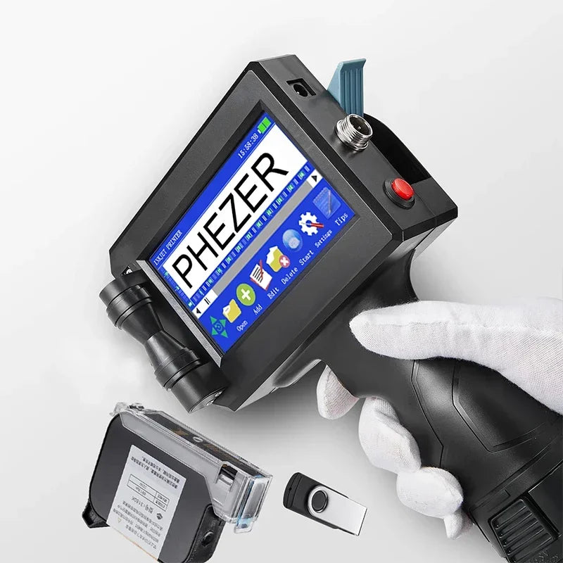 Phezer P15 QR Bar Batch Code Date Number Logo Expiry Date Label Printer 12.7mm Handheld Inkjet Printer 25 Languages Portable