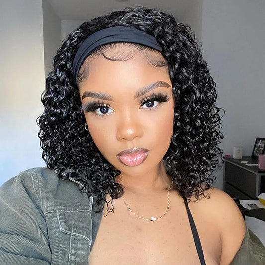 Brazilian Kinky Curly Headband Wig Human Hair 8-30 Inch Glueless Kinky Curly Human Hair Wigs for Women Easy to Go 180% Yarra