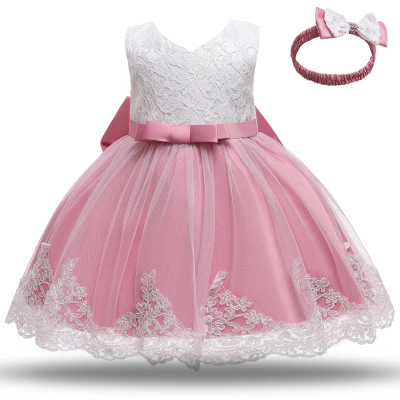 Baby Girl Dress Party Dresses for Girls 1 Year Birthday Princess Wedding Dress Lace Christening Gown Baby White Baptism Clothing