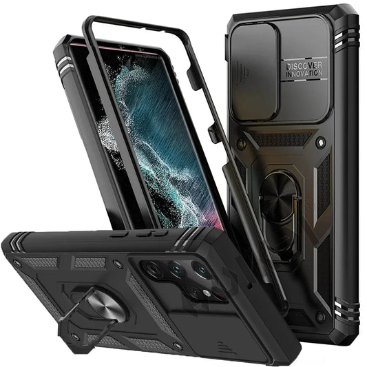 Case For Samsung S24 S23 Ultra S22 S21 S20 FE Note 20 Plus A54 A53 A33 A52 5G Heavy Duty with Camera 360 Degree Kickstand Cover