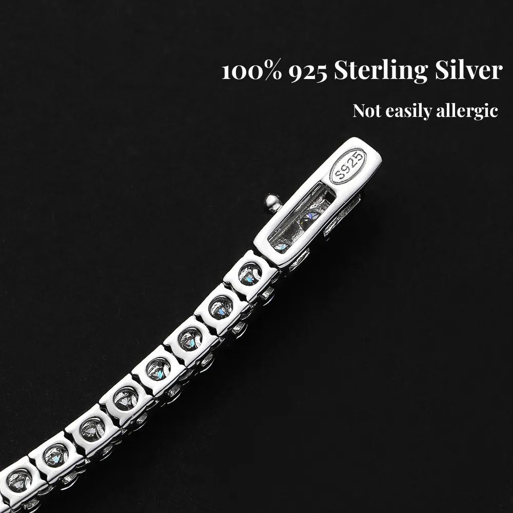 COSYA Full Moissanite Tennis Necklace For Women 925 Sterling Silver Plated 18k White Gold