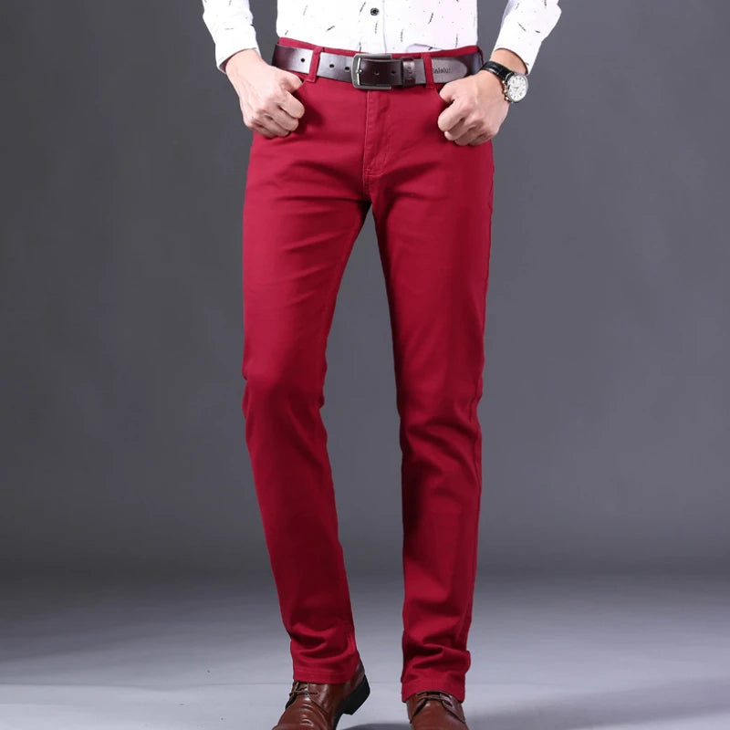 Men's Slim Jeans Classic Style Straight Elasticity Cotton Denim Pants