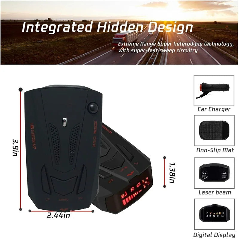 Radar Detector for Cars, Radar Detector for Cars with Voice Prompt Speed, Vehicle Speed Alarm System，12v Electronic Dog Detector