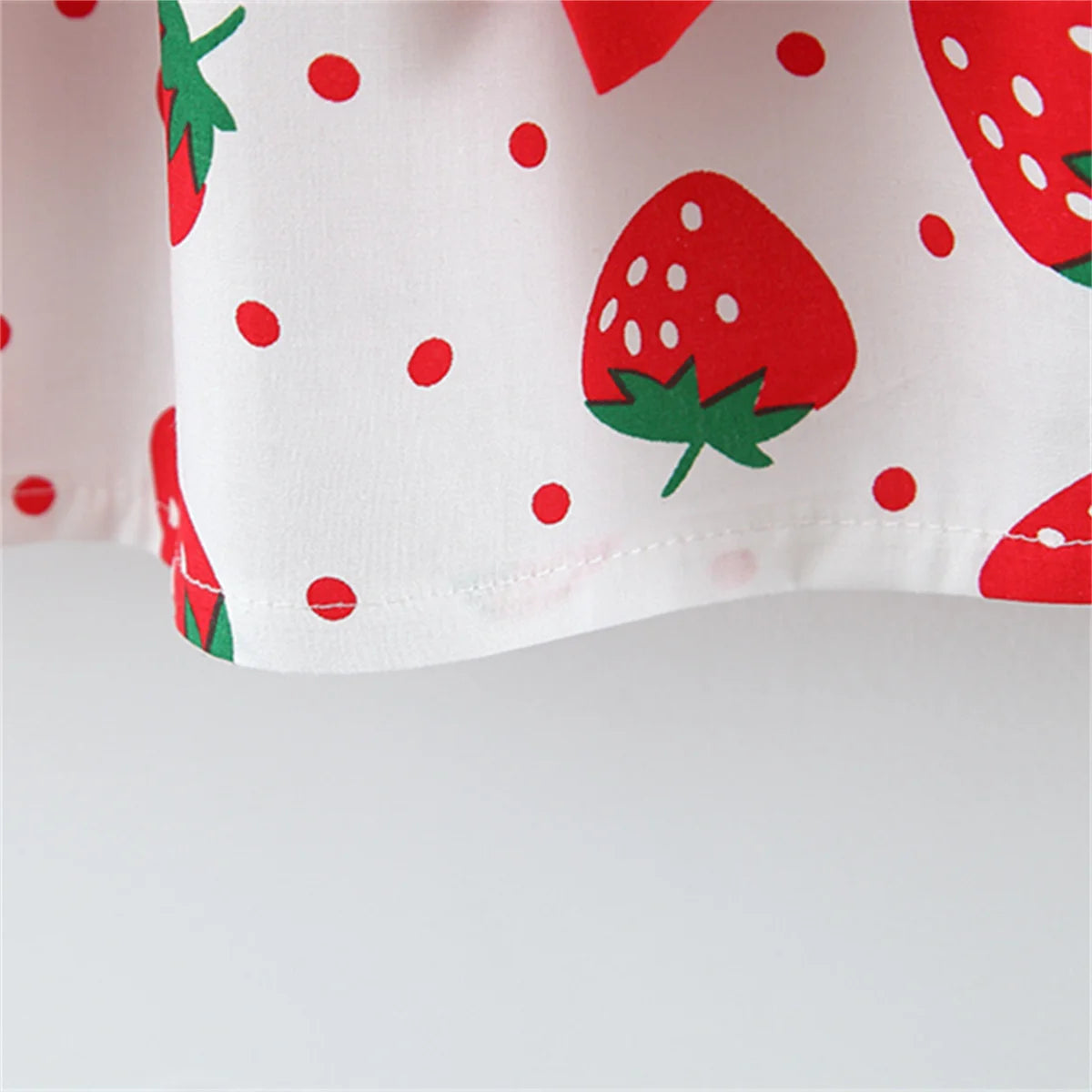 Summer Baby Girl's Dress Small Round Dot Strawberry Print Chest Bow Daily Casual Dress with Hat