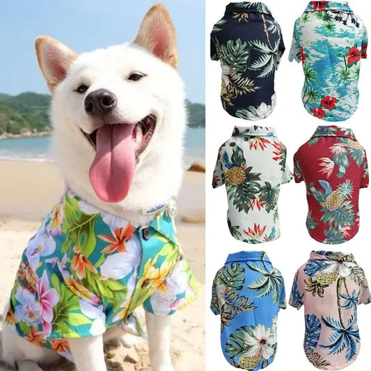 Hawaiian Style Pet Dog ClothesSummer Dog Shirts for Small Medium Dogs Puppy Cat Clothing Ropa Perro Pug French Bulldog T Shirt